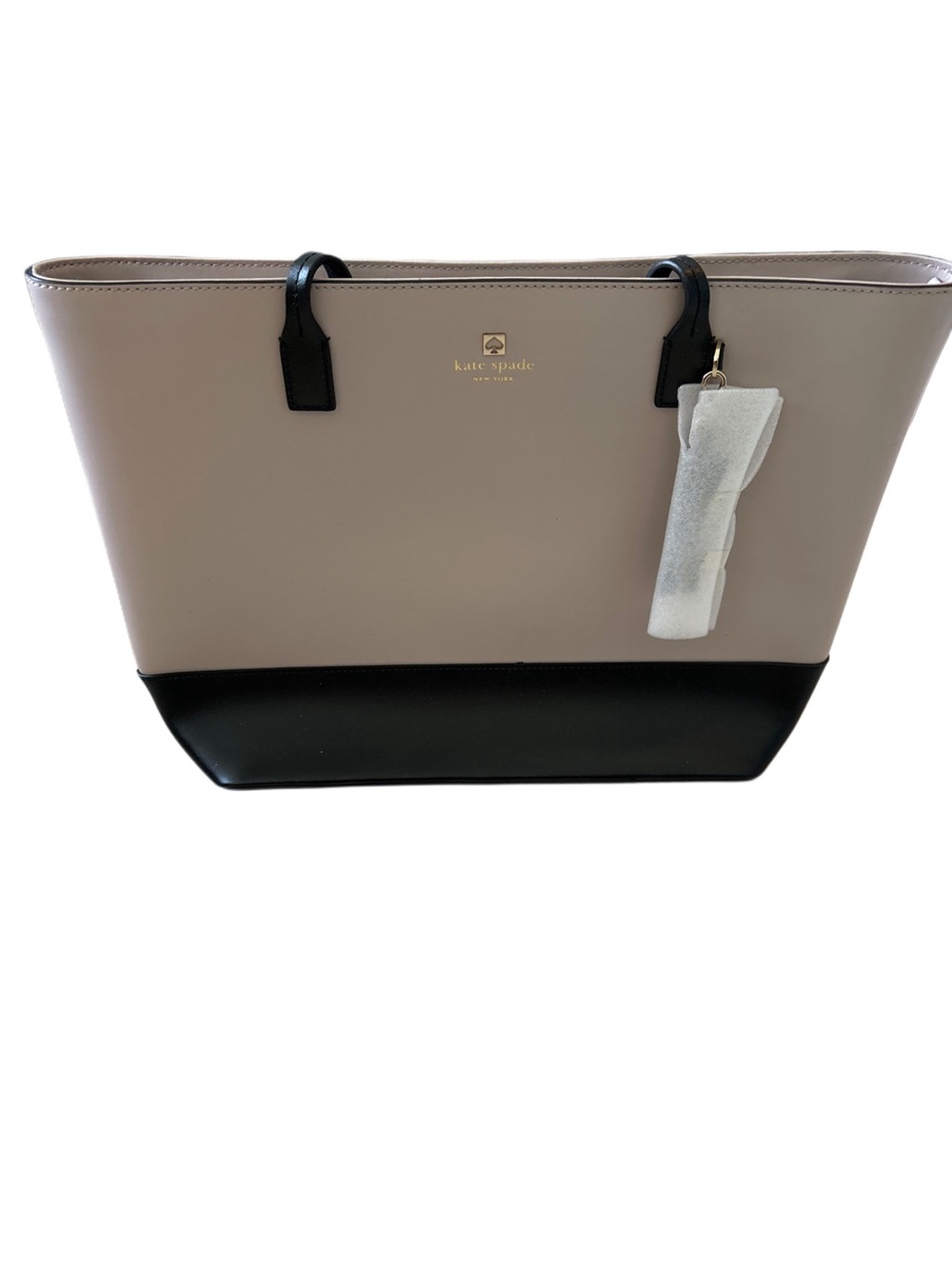 kate spade Neutral Beige and Black Leather Tote- NWT